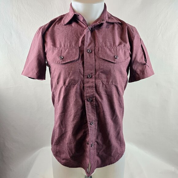Vertx Tactical Shirt Mens Small Snap Button Front Shirt Burgundy Utility Stretch - Picture 1 of 8